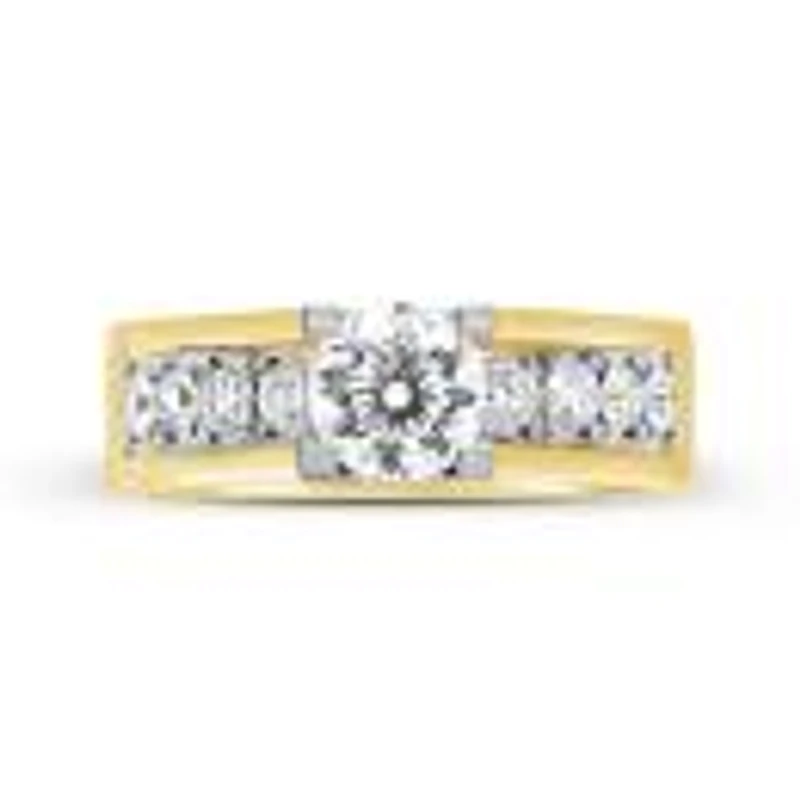 Blossom 14K Yellow Gold Lab Grown 1.65Ctw Diamond Solitaire Ring With Accents