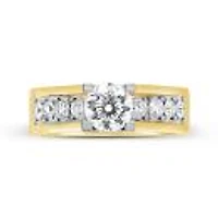 Blossom 14K Yellow Gold Lab Grown 1.65Ctw Diamond Solitaire Ring With Accents