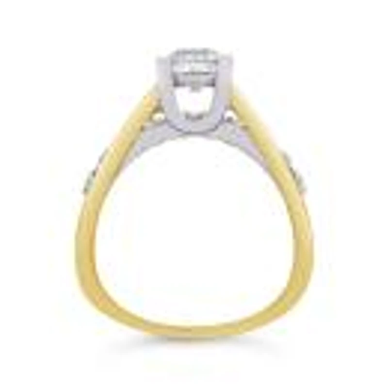Blossom 14K Yellow Gold Lab Grown 1.65Ctw Diamond Solitaire Ring With Accents