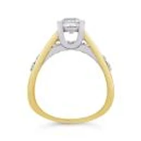 Blossom 14K Yellow Gold Lab Grown 1.65Ctw Diamond Solitaire Ring With Accents