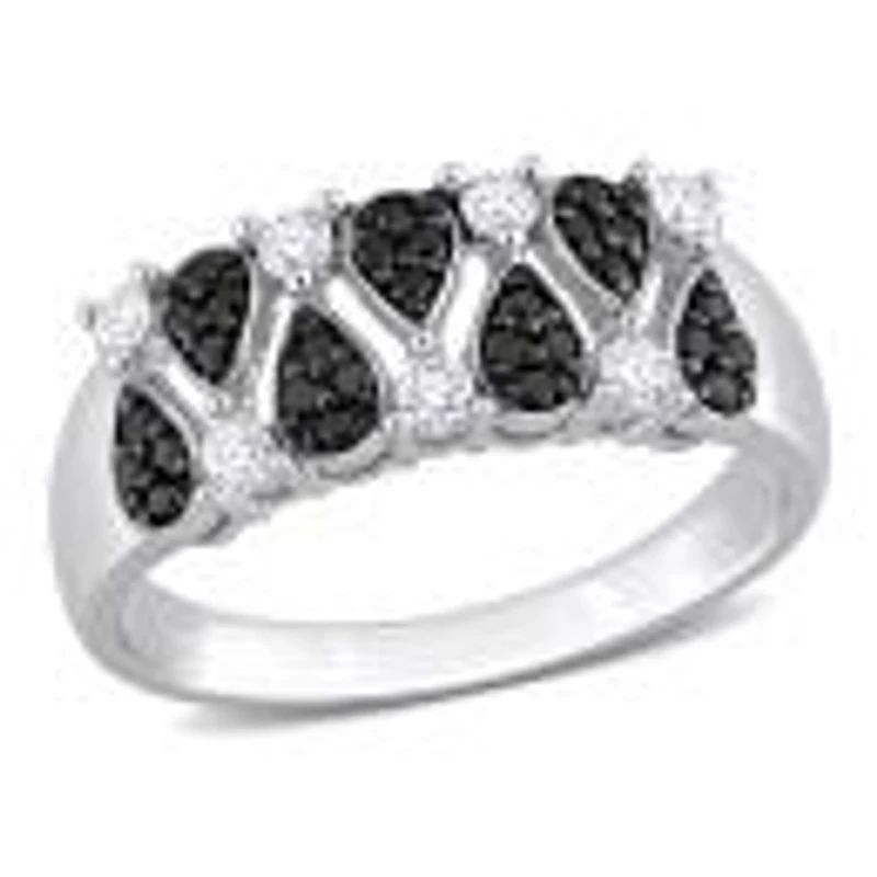 Julianna B 14K White Gold Black & White 0.04Ctw Diamond Fashion Ring