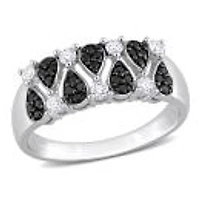 Julianna B 14K White Gold Black & White 0.04Ctw Diamond Fashion Ring