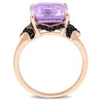 Julianna B Pink Plated Sterling Silver Amethyst And Black Sapphire Ring