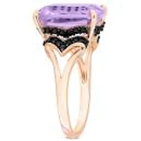 Julianna B Pink Plated Sterling Silver Amethyst And Black Sapphire Ring