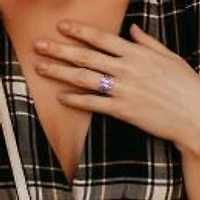 Julianna B Pink Plated Sterling Silver Amethyst And Black Sapphire Ring
