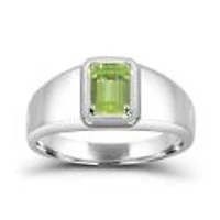 Sterling Silver Peridot Men'S Ring