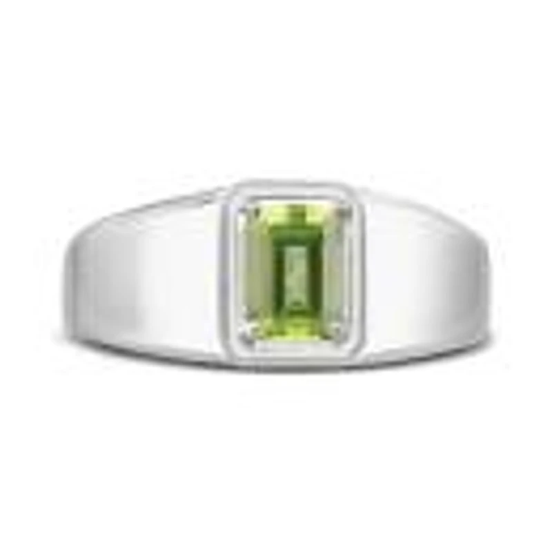 Sterling Silver Peridot Men'S Ring