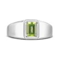 Sterling Silver Peridot Men'S Ring