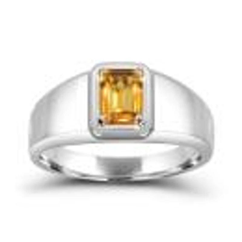 Sterling Silver Citrine Men'S Ring