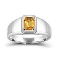 Sterling Silver Citrine Men'S Ring