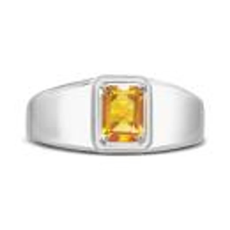 Sterling Silver Citrine Men'S Ring