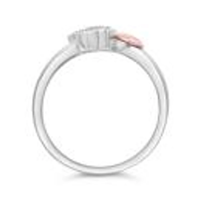 Charming Friends Diamond Paw Heart Ring Sterling Silver & 10K Rose Gold