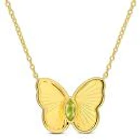 Julianna B Yellow Plated Sterling Silver Peridot Butterfly 17" Pendant