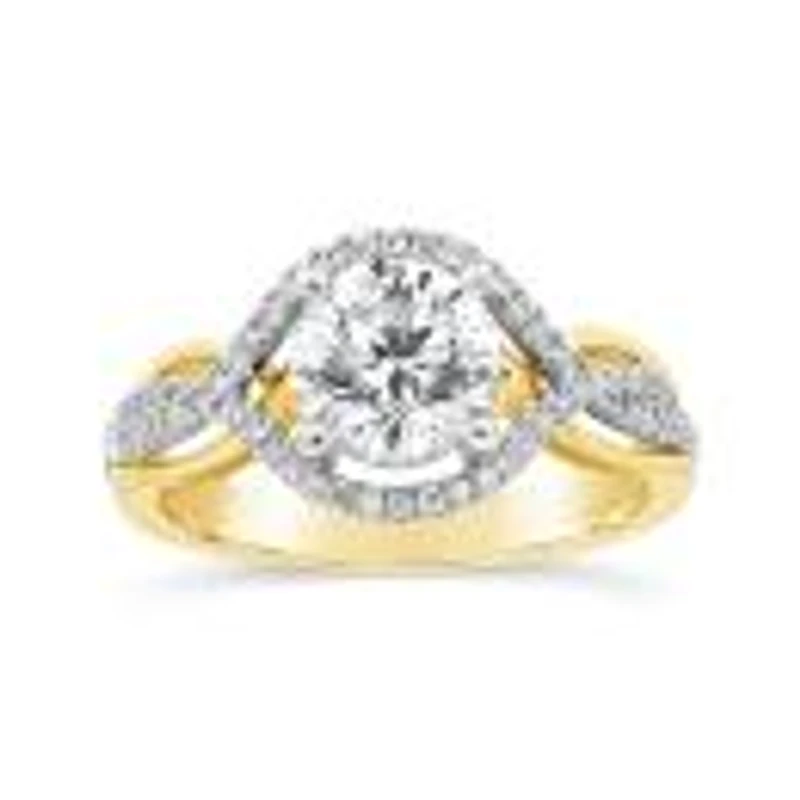 Charmed Lab Grown 1.74Ctw Diamond Bridal Ring In 14K Yellow And White Gold