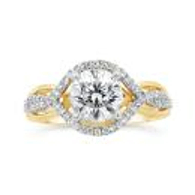 Charmed Lab Grown 1.74Ctw Diamond Bridal Ring In 14K Yellow And White Gold