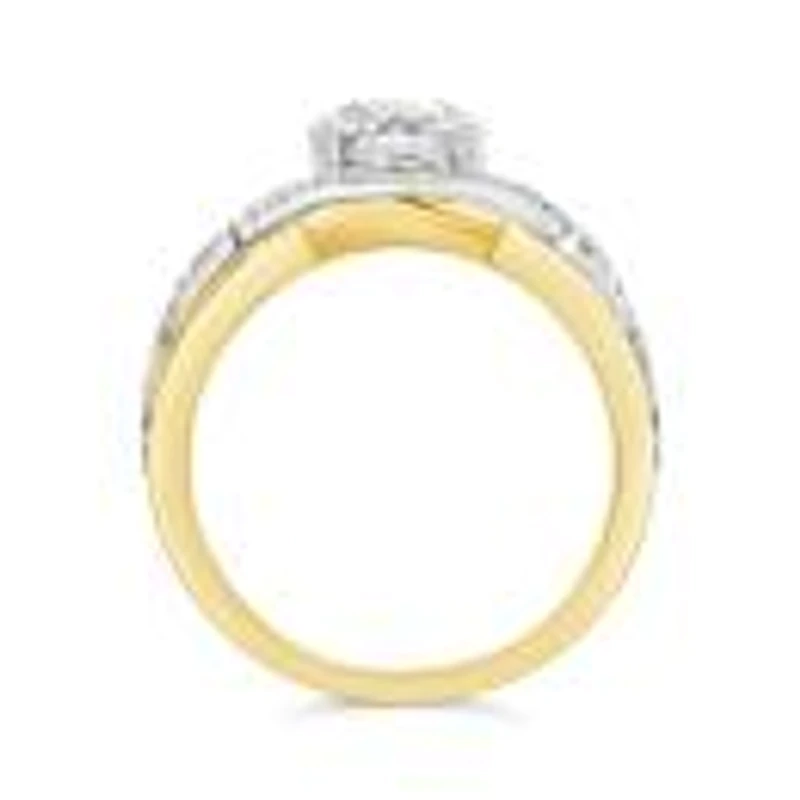 Charmed Lab Grown 1.74Ctw Diamond Bridal Ring In 14K Yellow And White Gold