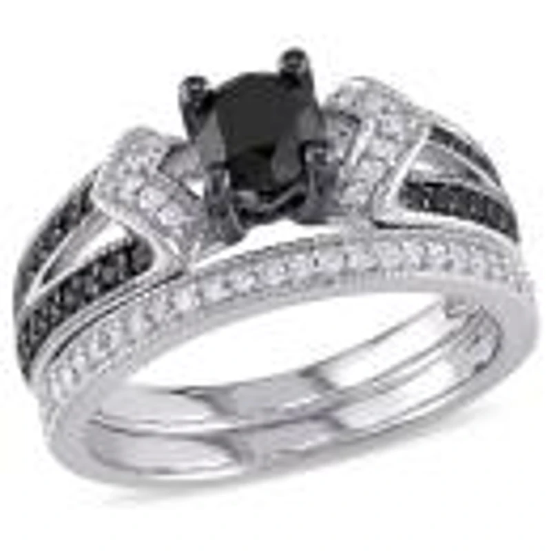 Julianna B 1.12Ctw Black & White Diamond Bridal Set Sterling Silver