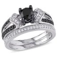 Julianna B 1.12Ctw Black & White Diamond Bridal Set Sterling Silver