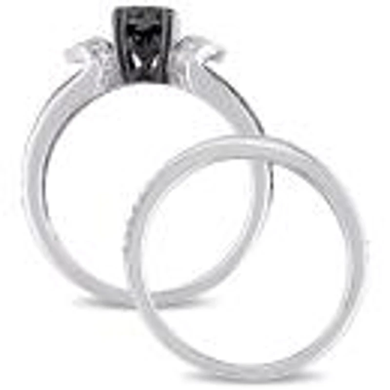 Julianna B 1.12Ctw Black & White Diamond Bridal Set Sterling Silver