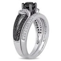 Julianna B 1.12Ctw Black & White Diamond Bridal Set Sterling Silver