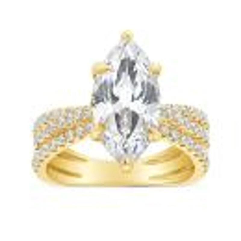Jenny Packham Lab Grown 4.73Ctw Marquise Diamond Bridal Ring In 18K Yellow Gold