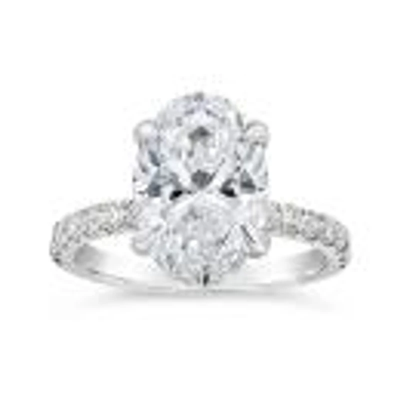 New Brilliance Lab Grown 4.50Ctw Oval Diamond Bridal Ring In 14K White Gold
