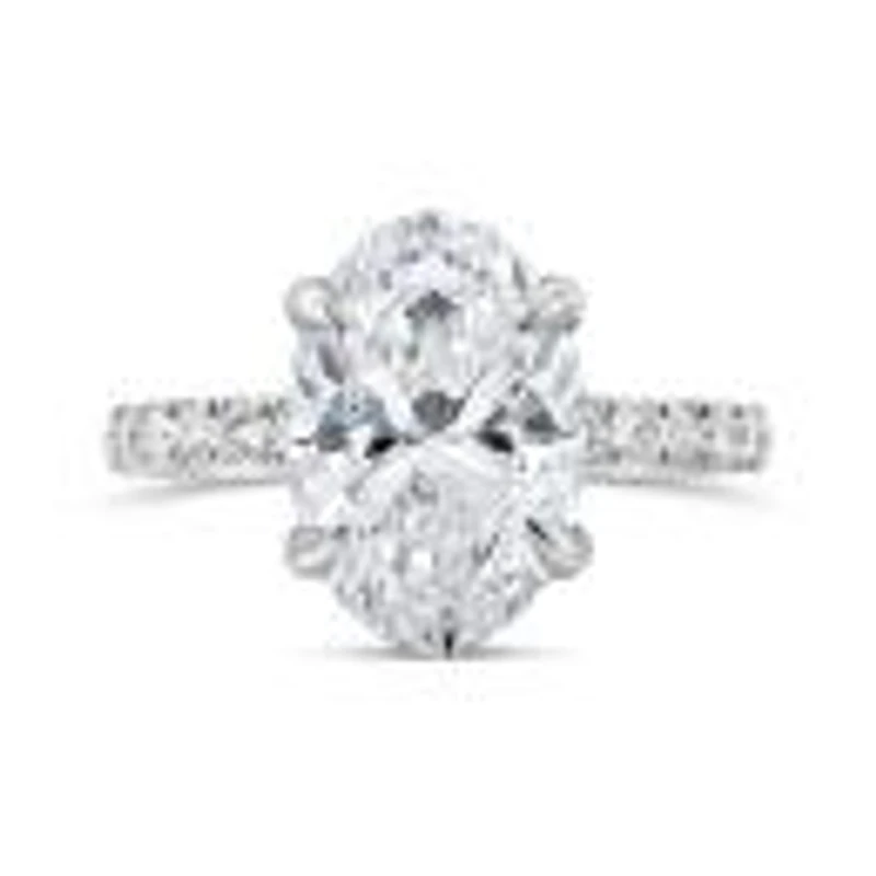 New Brilliance Lab Grown 4.50Ctw Oval Diamond Bridal Ring In 14K White Gold