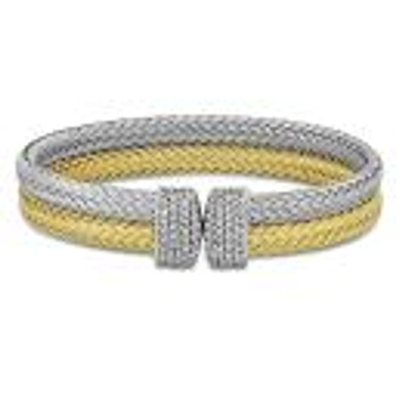 Julianna B Yellow Plated Sterling Silver Cubic Zirconia Double Row Bracelet