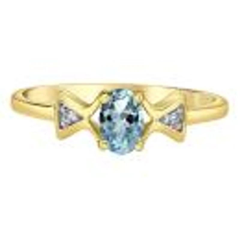 10K Yellow Gold Aquamarine & Diamond Ring