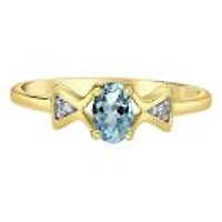 10K Yellow Gold Aquamarine & Diamond Ring