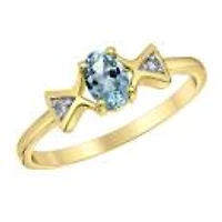 10K Yellow Gold Aquamarine & Diamond Ring