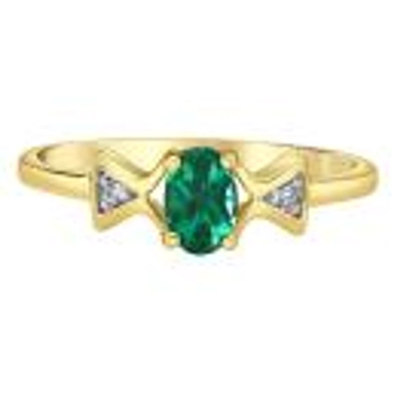 10K Yellow Gold Emerald & Diamond Ring