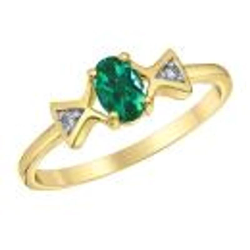 10K Yellow Gold Emerald & Diamond Ring
