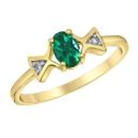 10K Yellow Gold Emerald & Diamond Ring