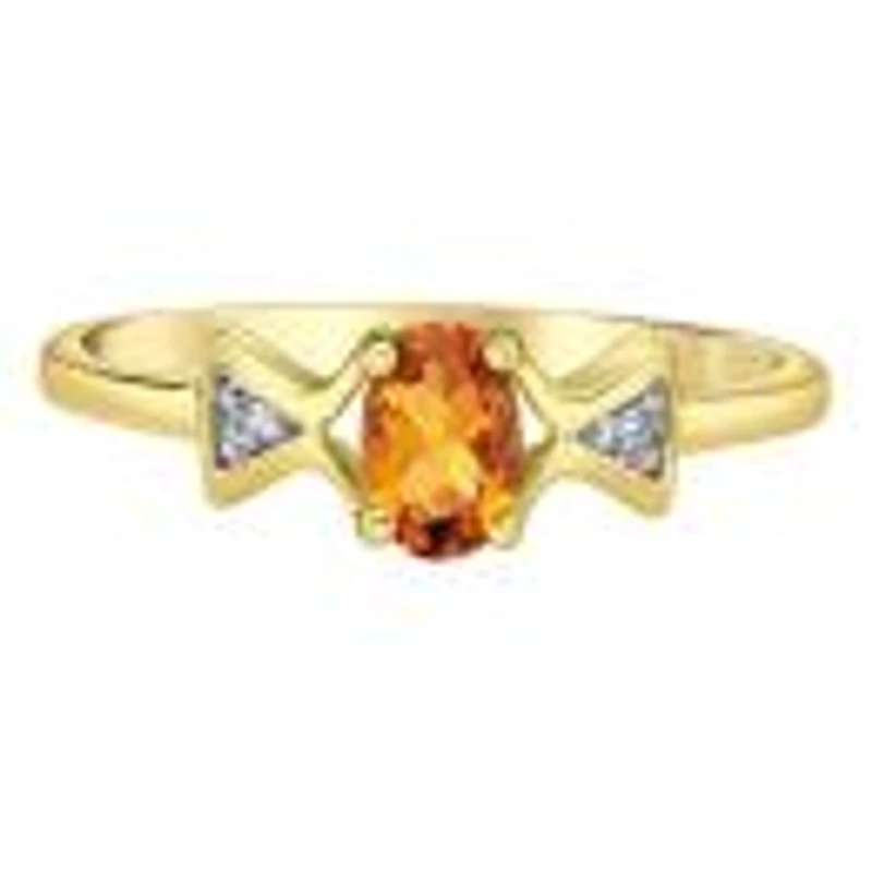 10K Yellow Gold Citrine & Diamond Ring