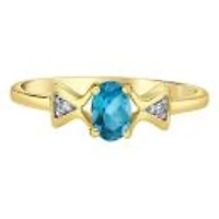 10K Yellow Gold Blue Topaz & Diamond Ring