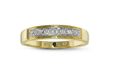 Trio Yellow Gold 0.07CTW Wedding Band