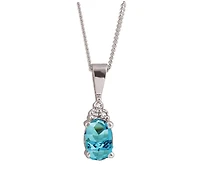 10K White Gold Aqua Diamond Pendant