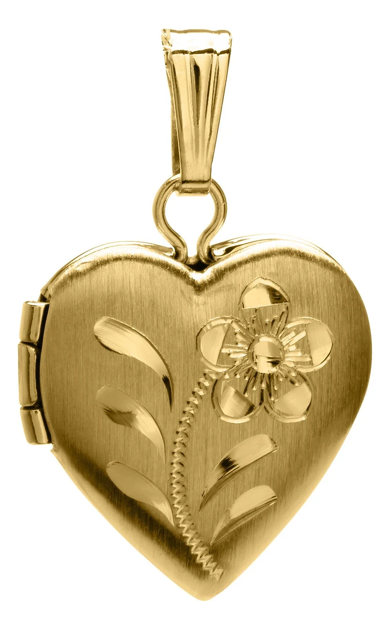 10K Yellow Gold Engraved Heart Locket