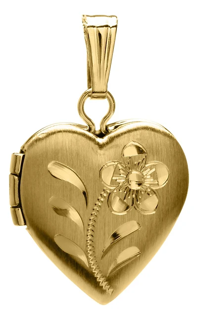 10K Yellow Gold Engraved Heart Locket
