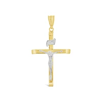 10K Yellow and White Gold Crucifix Pendant