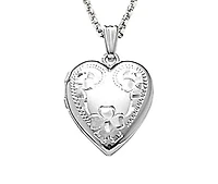 Sterling Silver 18" Engraved Heart Locket