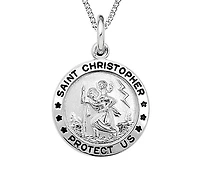 Sterling Silver 18" Round St. Christopher Medal