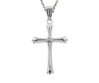 Sterling Silver 18" Diamond Set Cross