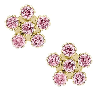 14K Yellow Gold Cubic Zirconia Earrings with 14K Gold Filled Fluted Bell Backs