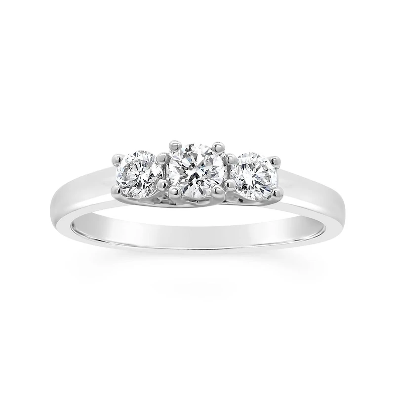 14K White Gold Three-Stone Ring