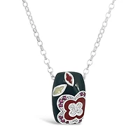 Sterling Silver Diamond & Ruby with Enamel Pendant