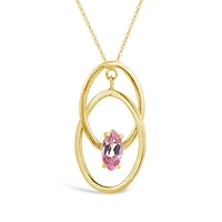 10K Yellow Gold Created Pink Sapphire Pendant