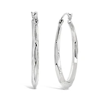 10K White Gold Pattern Creole Earrings