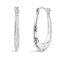 10K White Gold 14x21mm Braided Pattern Creole Earrings